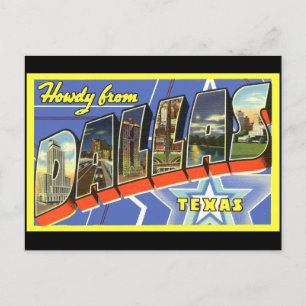 Carte postale vintage de voyage à Dallas