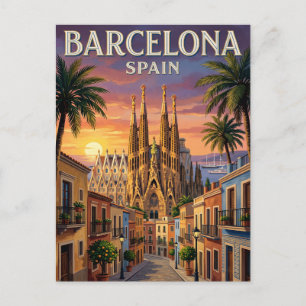 Carte postale vintage de voyage Barcelone