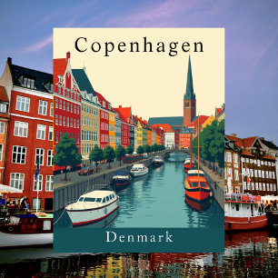 Carte postale vintage de voyage d'art de Copenhagu