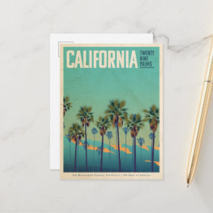 Carte postale vintage de voyage de vingt-neuf palm