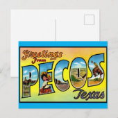 Carte postale vintage de voyage - Pecos, Texas (Devant / Derrière)