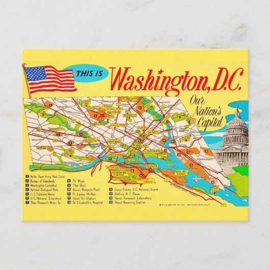Carte postale vintage de Washington DC (Devant)