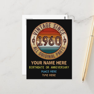 Carte Postale Vintage depuis 1960 Toutes les pièces d'origine Ca