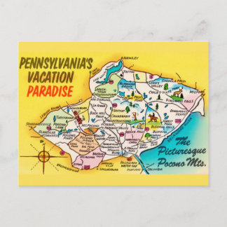 Carte postale vintage des monts Pocono