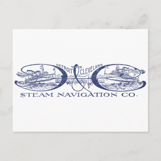 Carte Postale Vintage Detroit & Cleveland Steam Navigation Blue (Devant)
