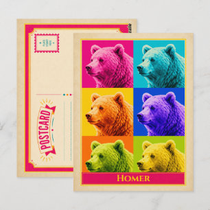 Carte postale vintage d'Homer Alaska ours grizzly