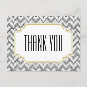 Carte postale vintage Diamant noir et Merci or