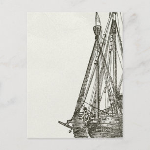 Carte postale vintage d'illustration de bateau pir