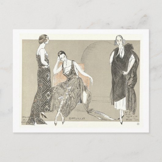 Carte postale vintage d'illustration de mode (Devant)