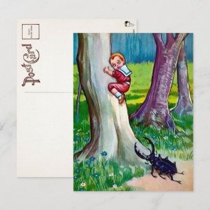 Carte postale vintage d'insecte attaquant