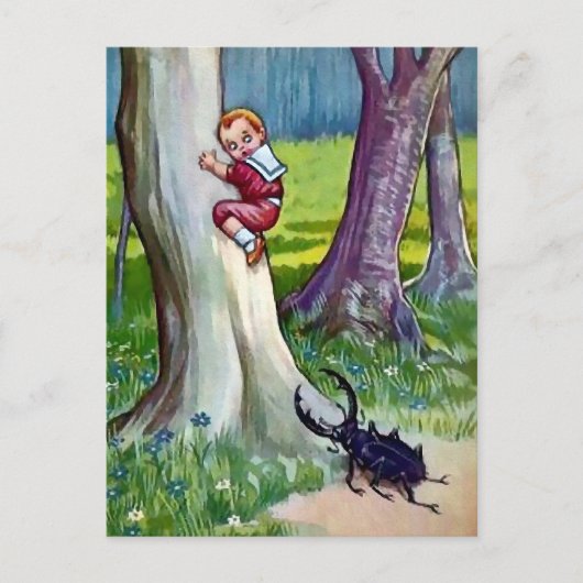 Carte postale vintage d'insecte attaquant (Devant)