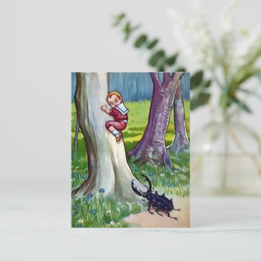 Carte postale vintage d'insecte attaquant (Debout devant)