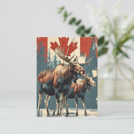 Carte Postale Vintage d'orignal canadien (Debout devant)