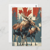 Carte Postale Vintage d'orignal canadien (Devant / Derrière)