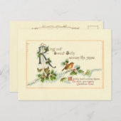 Carte postale vintage douce de Noël de Bells (Devant / Derrière)