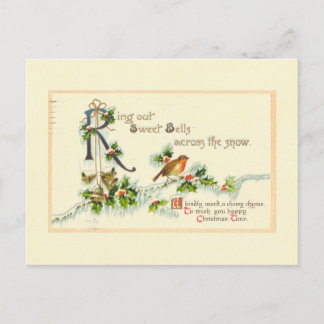 Carte postale vintage douce de Noël de Bells