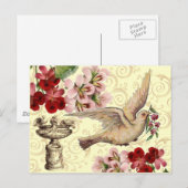 Carte Postale Vintage Dove & Birdbath (Devant / Derrière)