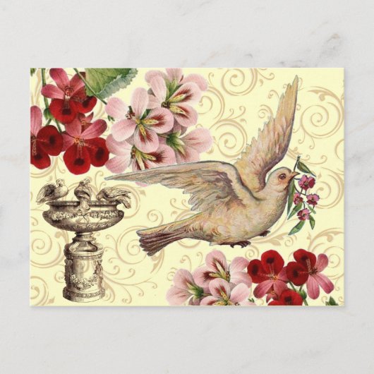 Carte Postale Vintage Dove & Birdbath (Devant)
