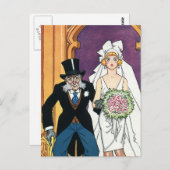Carte Postale Vintage drôle Mariage, Mai Décembre Romance (Devant / Derrière)
