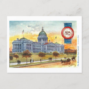 Carte postale vintage du Capitole du Mississippi a