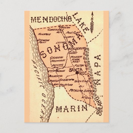 Carte postale vintage du comté de Sonom (Devant)