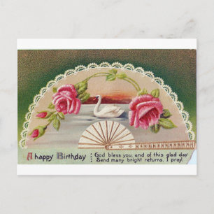 Carte Postale vintage Du Cygne D'Anniversaire Envo
