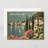 Carte postale Vintage du lac de Côme, Italie (Devant / Derrière)