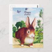 Carte postale vintage du lapin de Pâques (Devant / Derrière)