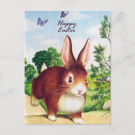 Carte postale vintage du lapin de Pâques (Devant)
