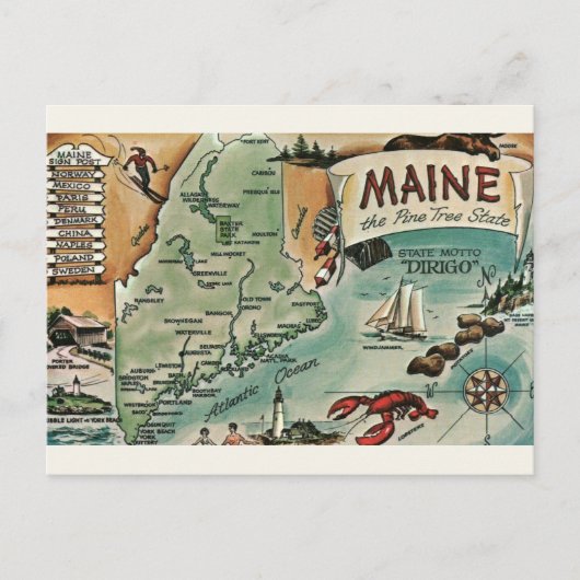 Carte postale vintage du Maine (Devant)