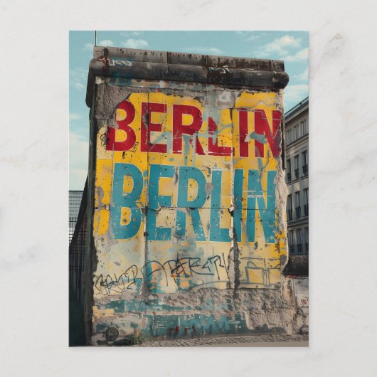 Carte Postale Vintage du mur de Berlin (Devant)