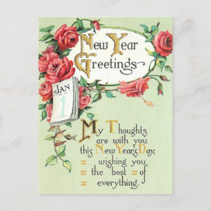 Carte postale vintage du Nouvel An