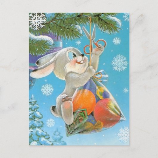 Carte postale vintage du Nouvel An soviétique/Noël (Devant)