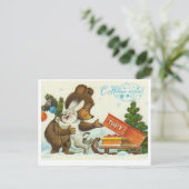 Carte postale vintage du Nouvel An soviétique/Noël (Debout devant)