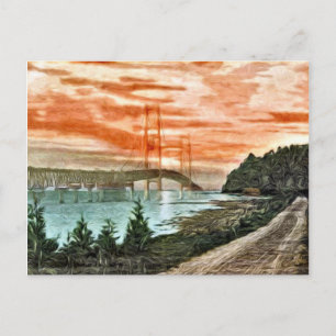 Carte postale Vintage du pont Mackinac