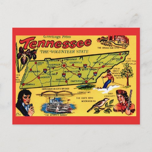 Carte postale vintage du Tennessee (Devant)