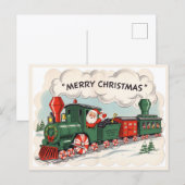 Carte postale vintage du train de Noël Express (Devant / Derrière)