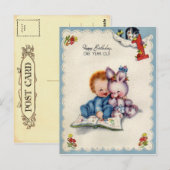 Carte postale vintage d'un an Boys Anniversaire (Devant / Derrière)