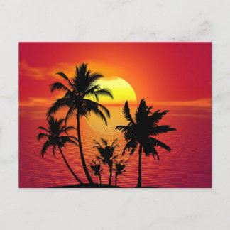 Carte postale vintage d'un beau coucher de soleil