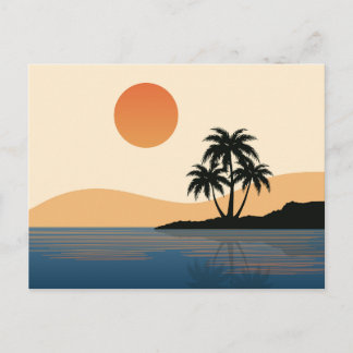 Carte postale vintage d'un beau coucher de soleil