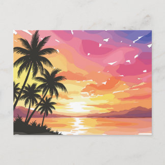 Carte postale vintage d'un beau coucher de soleil