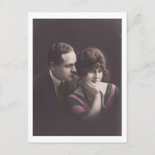 Carte postale vintage d'un couple romantique rétro