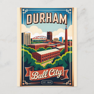 Carte Postale Vintage Durham Caroline du Nord Bull City Rétro