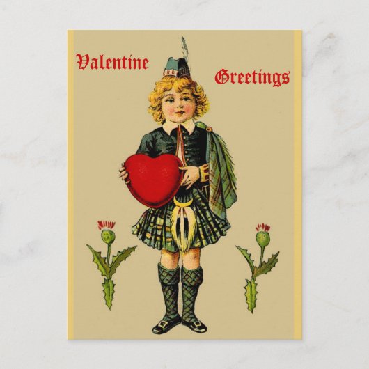Carte postale vintage écossaise Valentine : Garçon (Devant)
