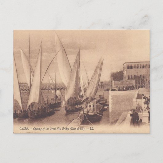 Carte Postale Vintage Egypt, Ouverture de Nile Bridge (Devant)