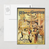 Carte Postale Vintage Egyptien imprimé ferroviaire à thème (Devant / Derrière)