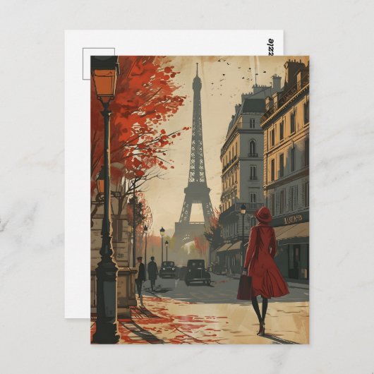 Carte postale Vintage Elegance Parisienne (Devant / Derrière)