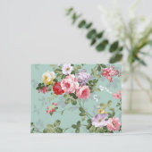 Carte Postale Vintage Elegant rose Roses Motif (Debout devant)