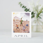 Carte Postale vintage Elsa Beskow April (Debout devant)