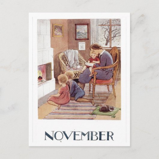 Carte postale vintage Elsa Beskow November (Devant)